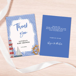 青い航海の赤ちゃんシャワー サンキューカード