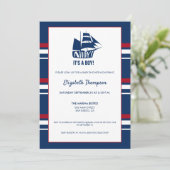 青い航海の赤ちゃんシャワーAhoyそれは男船だ 招待状 (スタンド正面)