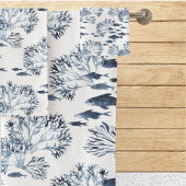 青い航海の魚と珊瑚の模様 バスタオルセット