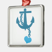 青い船の海のいかり メタルオーナメント (左)