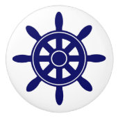 青い船の車輪の航海のなテーマのキャビネットのノブ セラミックノブ (正面)