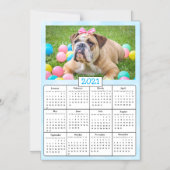 青い色あせた背景フォトミニ2021カレンダー マグネット招待状 (正面)