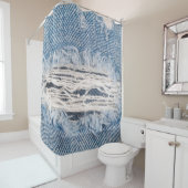 青い色のぼんやりしたジーンズ、質感のぼんやりしたジーンズ シャワーカーテン (インサイチュ)