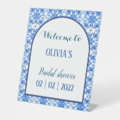 青い色のウェルカムサイン 台座サイン (正面)