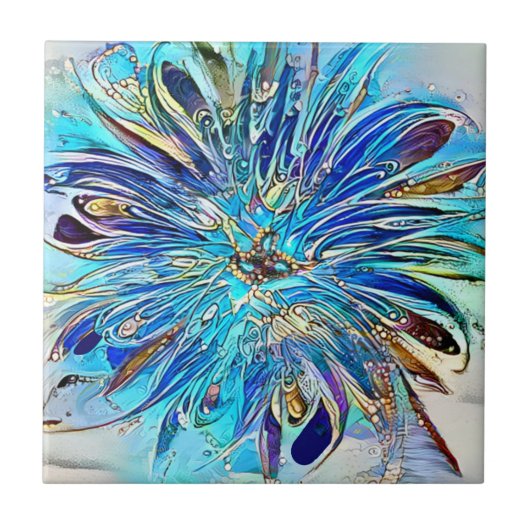 青い色のセラミックタイルのスプラッシュ タイル (正面)