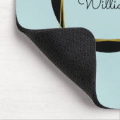 青い色のブロック水玉模様（任意の名前） マウスパッド (コーナー)