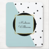 青い色のブロック水玉模様（任意の名前） マウスパッド (正面)