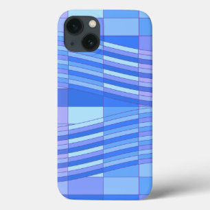 青い色の波状の長方形 iPhone 13ケース