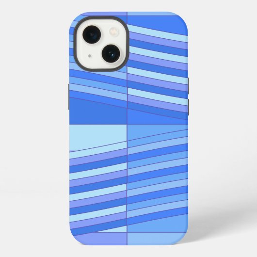 青い色の波状の長方形 iPhoneケース (裏面)