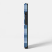 青い色の縦ストライプのパターン iPhoneケース (左側面)