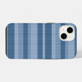 青い色の縦ストライプのパターン iPhoneケース (裏面横)