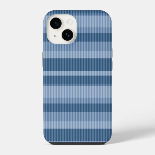 青い色の縦ストライプのパターン iPhoneケース (裏面)