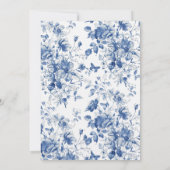 青い色の繊細でエレガントな結婚式の招待状 招待状 (裏面)