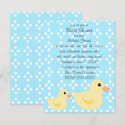 青い色の羽毛 招待状 (正面/裏面)