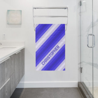 青い色の色のストライプ バスタオル