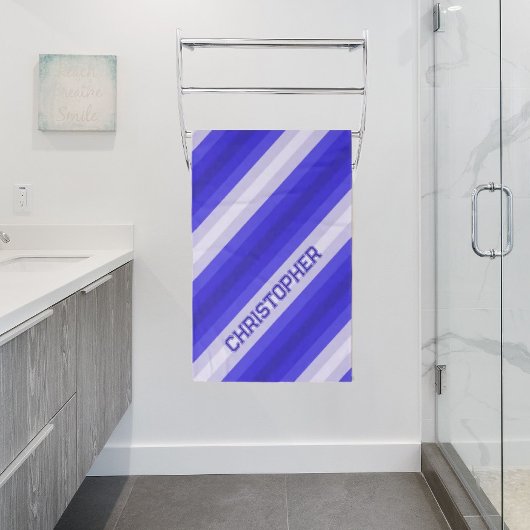 青い色の色のストライプ バスタオル