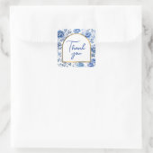 青い色の花の感謝していステッカー スクエアシール (バッグ)