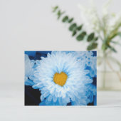 青い色の菊の自然写真ウクライナポー ポストカード (スタンド正面)