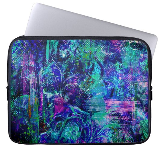 青い色の質感 ラップトップスリーブ (正面)