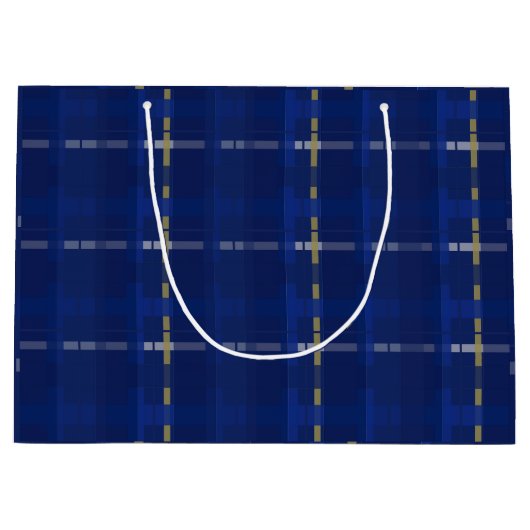 青い色の青、金ゴールド、銀に塗る ラージペーパーバッグ (正面)