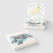 青い色の鳥類 ストーンコースター (横)