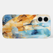 青い色スタイリッシュの抽象芸術結晶を持つケース Case-Mate iPhoneケース (裏面 (横))