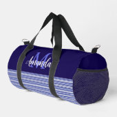 青い色ブロック(青い白黒の色ストライプ) ダッフルバッグ (右コーナー)