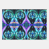 青い色合いで描かれた美しい虎 ラッピングペーパーシート (正面2)