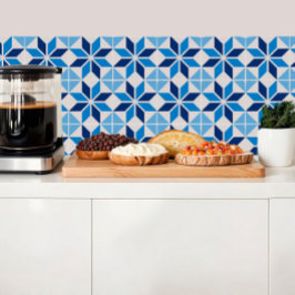 青い色合いの幾何学的な花 タイル