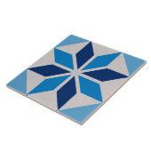 青い色合いの幾何学的な花 タイル (側面)