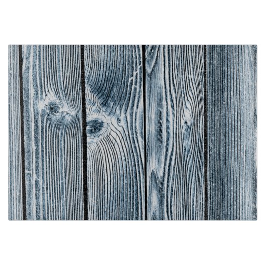 青い色合いの木製のガラスまな板 カッティングボード (正面)