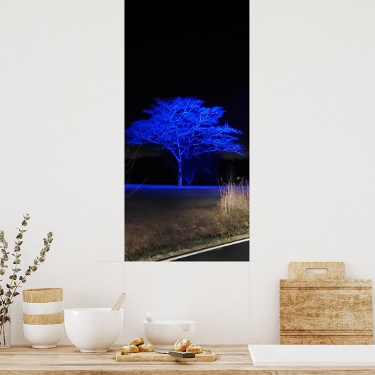 青い色合いの木 ポスター (キッチン)