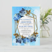 青い色合いの水彩確認招待状 招待状 (スタンド正面)