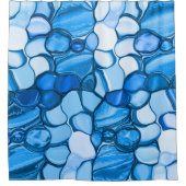 青い色合いの石のように丸王室のい シャワーカーテン (正面)