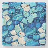 青い色合いの石のように丸王室のい ストーンコースター (正面)