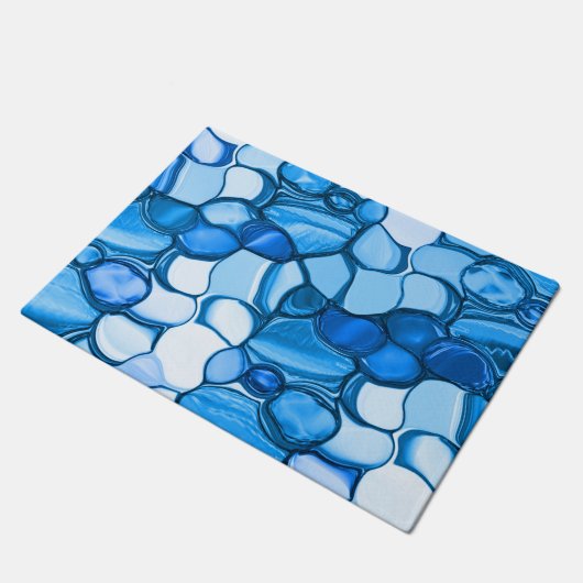 青い色合いの石のように丸王室のい ドアマット (アングル)