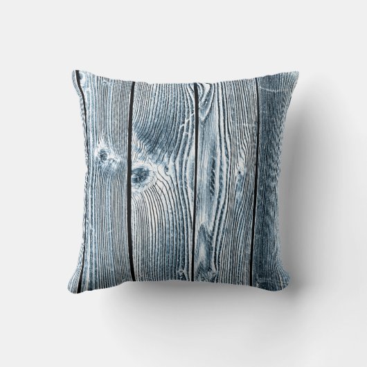 青い色合い木製パターン枕 クッション (裏面)