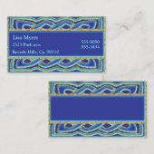 青い色相及び華美な金属金ゴールド 名刺 (正面/裏面)