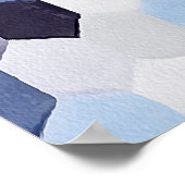 青い色調のハニカムパターン ポスター (角)