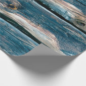 青い色調のログハウスの壁。抽象芸術の背景 ラッピングペーパー (角)