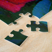 青い色調の赤いバラ ジグソーパズル (側面)