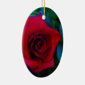 青い色調の赤いバラ セラミックオーナメント (右)