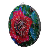 青い色調の赤いバラ ダーツボード (正面右)