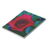 青い色調の赤いバラ ノートパッド (回転)