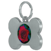 青い色調の赤いバラ ペットネームタグ (正面右)