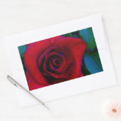 青い色調の赤いバラ 長方形シール (封筒)