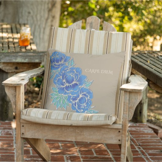 青い芍薬とダマスク ~ 枕 (椅子)