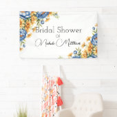 青い芍薬と黄色のデイジーのブライダルシャワー 横断幕 (インサイチュ)