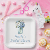 青い芍薬のメイソンジャー ブライダルシャワー ペーパープレート (パーティー)