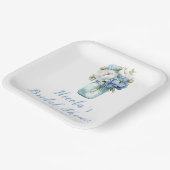 青い芍薬のメイソンジャー ブライダルシャワー ペーパープレート (傾斜あり)